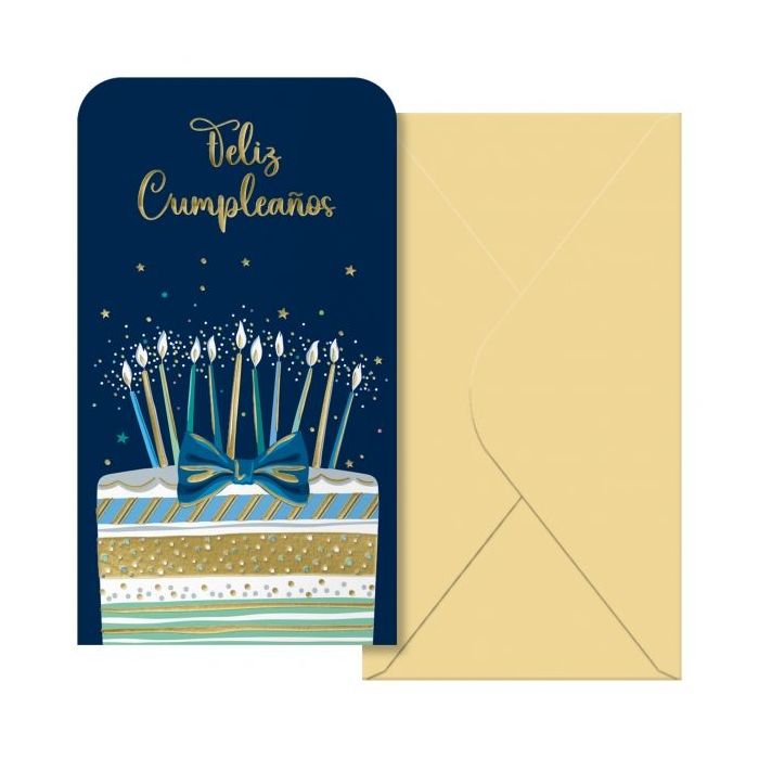 Dohe Cake Pack de 6 Tarjetas/Billeteros de Felicitacion de Cumpleaños con Sobre - Tamaño 9x16cm - Papel Offset - Impresas a todo Color