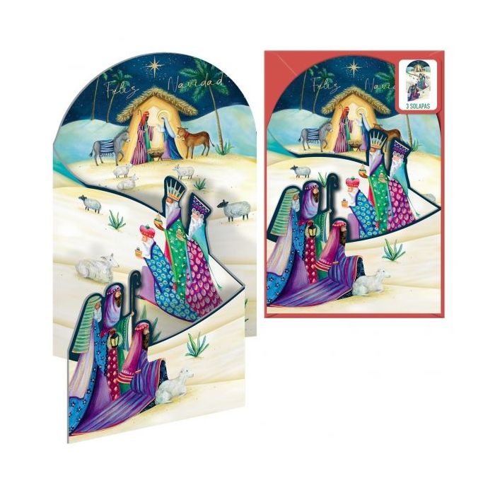 Dohe Estrella de Oriente Pack de 6 Tarjetas Desplegables de Felicitacion Navideña con Sobre - Impresas a todo Color