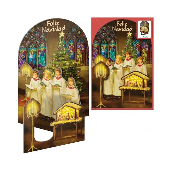 Dohe Cantando a la Navidad Pack de 6 Tarjetas Desplegables de Felicitacion Navideña con Sobre - Impresas a todo Color