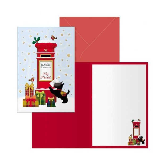 Dohe Buzon Pack de 6 Tarjetas de Felicitacion Navideña con Sobre - Tamaño Cerrada 11.5x17cm, Abierta 23x17cm - Papel Offset - Impresas a todo Color