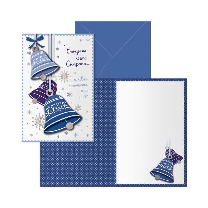 Dohe Campanas Pack de 6 Tarjetas de Felicitacion Navideña con Sobre - Tamaño Cerrada 11.5x17cm, Abierta 23x17cm - Papel Offset - Impresas a todo Color