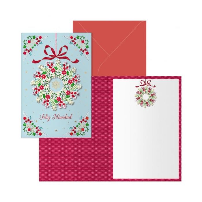 Dohe Poppy Pack de 6 Tarjetas de Felicitacion Navideña con Sobre - Tamaño Cerrada 11.5x17cm, Abierta 23x17cm - Papel Offset - Impresas a todo Color