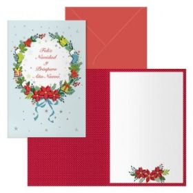 Dohe Holly Pack de 6 Tarjetas de Felicitacion Navideña con Sobre - Tamaño Cerrada 11.5x17cm, Abierta 23x17cm - Papel Offset - Impresas a todo Color