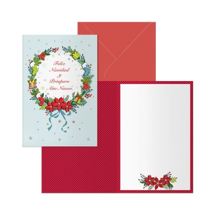 Dohe Holly Pack de 6 Tarjetas de Felicitacion Navideña con Sobre - Tamaño Cerrada 11.5x17cm, Abierta 23x17cm - Papel Offset - Impresas a todo Color