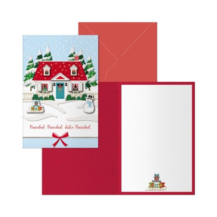 Dohe Home Pack de 6 Tarjetas de Felicitacion Navideña con Sobre - Tamaño Cerrada 11.5x17cm, Abierta 23x17cm - Papel Offset - Impresas a todo Color
