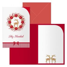 Dohe Saami Pack de 6 Tarjetas de Felicitacion Navideña con Sobre - Tamaño Cerrada 11.5x17cm, Abierta 23x17cm - Papel Offset - Impresas a todo Color