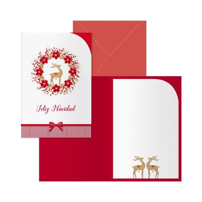 Dohe Saami Pack de 6 Tarjetas de Felicitacion Navideña con Sobre - Tamaño Cerrada 11.5x17cm, Abierta 23x17cm - Papel Offset - Impresas a todo Color