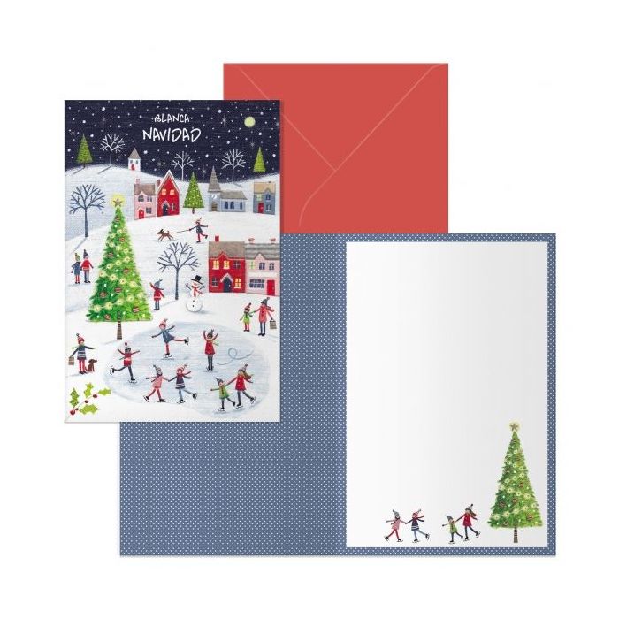 Dohe Ice Rink Pack de 6 Tarjetas de Felicitacion Navideña con Sobre - Tamaño Cerrada 11.5x17cm, Abierta 23x17cm - Papel Offset - Impresas a todo Color
