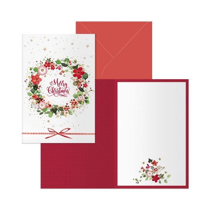 Dohe Deseos Pack de 6 Tarjetas de Felicitacion Navideña con Sobre - Tamaño Cerrada 11.5x17cm, Abierta 23x17cm - Papel Offset - Impresas a todo Color