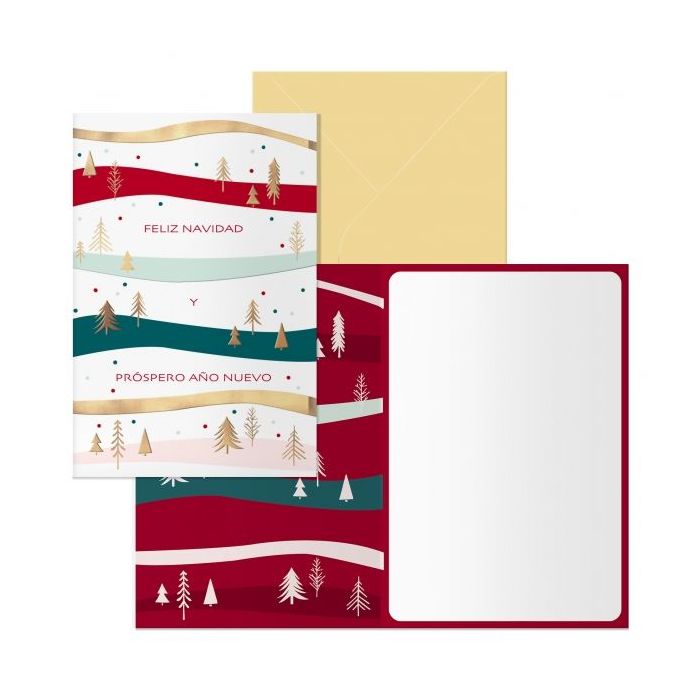 Dohe Grove Pack de 6 Tarjetas de Felicitacion Navideña con Sobre - Tamaño Cerrada 11.5x17cm, Abierta 23x17cm - Papel Offset - Impresas a todo Color