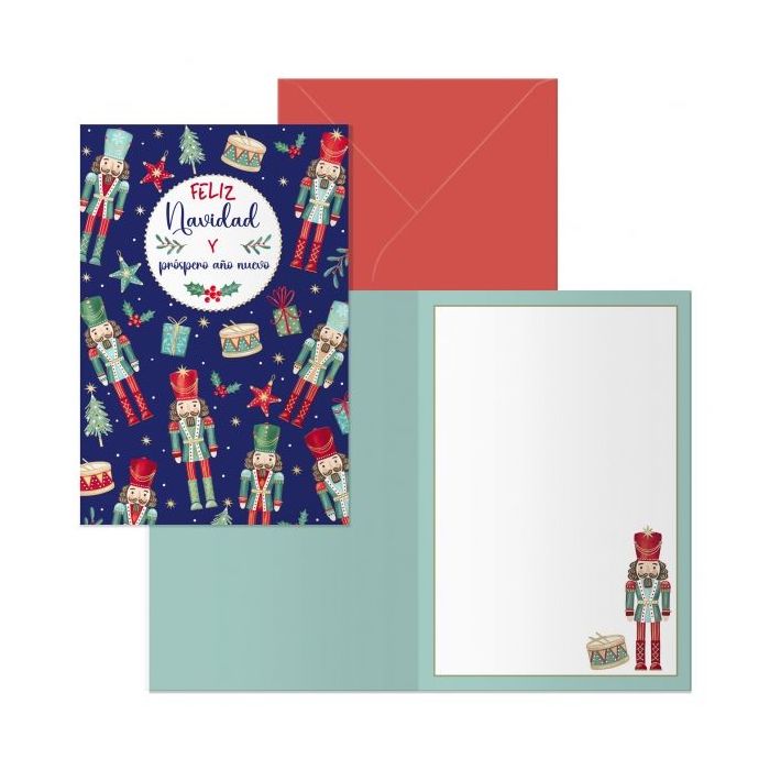 Dohe Cascanueces Pack de 6 Tarjetas de Felicitacion Navideña con Sobre - Tamaño Cerrada 11.5x17cm, Abierta 23x17cm - Papel Offset - Impresas a todo Color