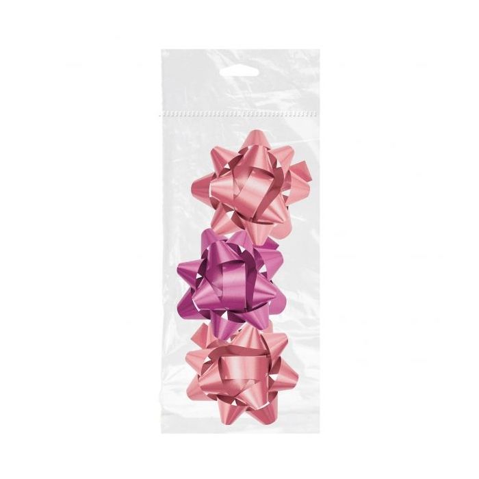 Dohe Chic Pack de 3 Lazos para Regalo - Forma de Estrella - Tamaño 8cm - Color Rosa
