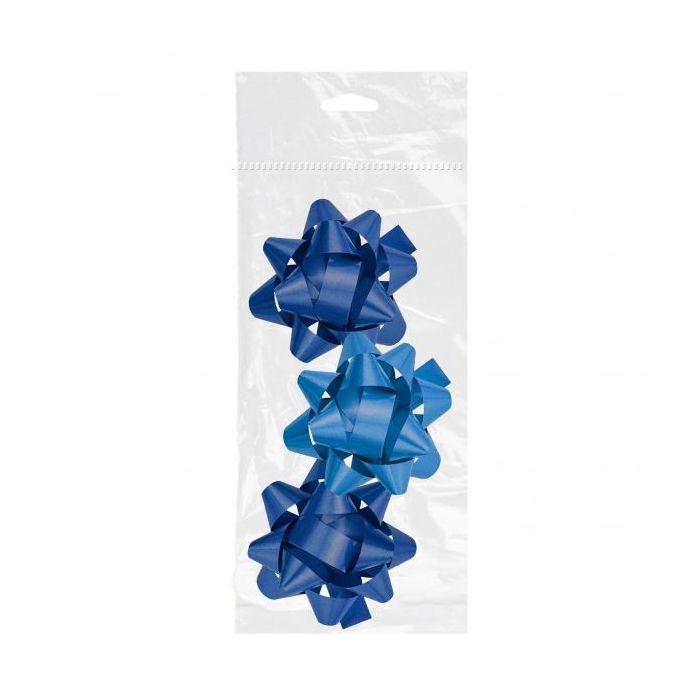 Dohe Chic Pack de 3 Lazos para Regalo - Forma de Estrella - Tamaño 8cm - Color Azul