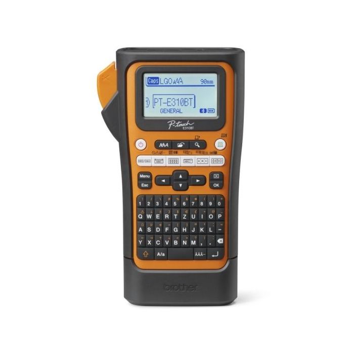 Brother PT-E310BTVP Rotuladora Electronica Bluetooth 5.0, USB - Pantalla LCD 180x180dpi - Velocidad de Impresion 20 mm/s - Ancho Max. de Cinta 15.8mm - Color Negro/Naranja