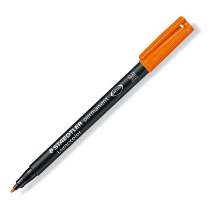 Staedtler Lumocolor 317 Rotulador Permanente - Punta Media Redonda - Trazo 1mm Aprox - Capuchon con Clip - Secado Rapido - Color Naranja