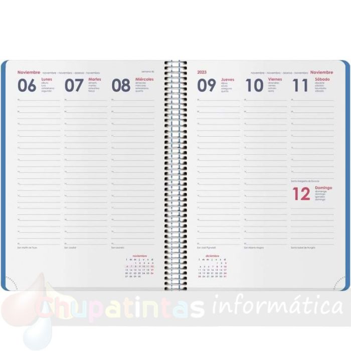 Dohe Syncro Agenda Anual - Semana Vista - Cubierta de Plástico - Cierre con Goma Elástica - Tamaño 15x21cm - Azul -2
