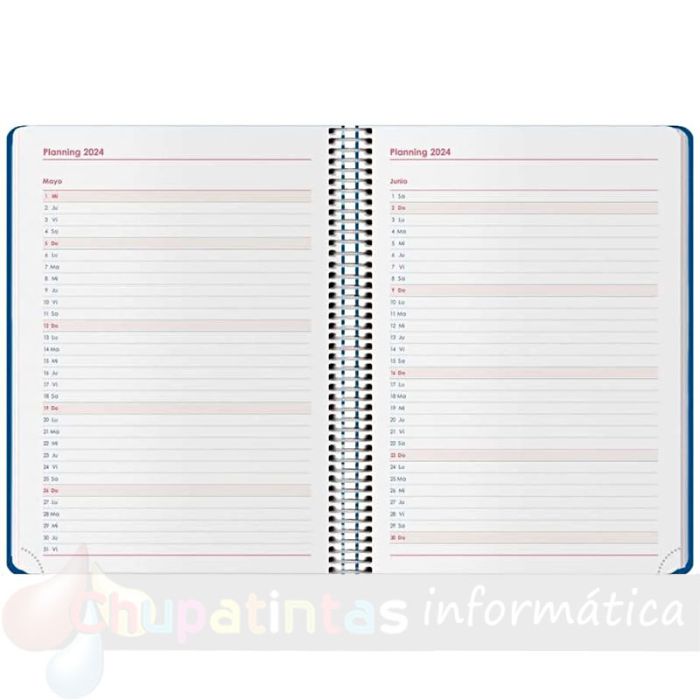 Dohe Syncro Agenda Anual - Semana Vista - Cubierta de Plástico - Cierre con Goma Elástica - Tamaño 15x21cm - Azul -4