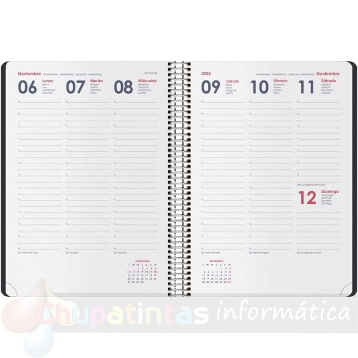 Dohe Syncro Agenda Anual - Semana Vista - Cubierta de Plástico - Cierre con Goma Elástica - Tamaño 15x21cm - Negro-2