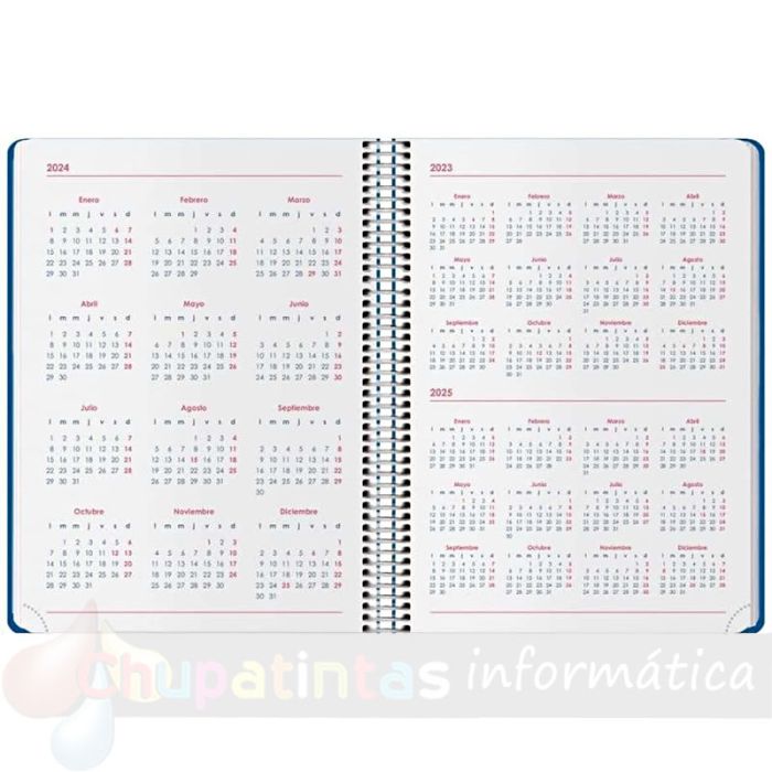 Dohe Syncro Agenda Anual - Día Página - Cubierta de Plástico - Cierre con Goma Elástica - Tamaño 15x21cm - Azul-Calendario