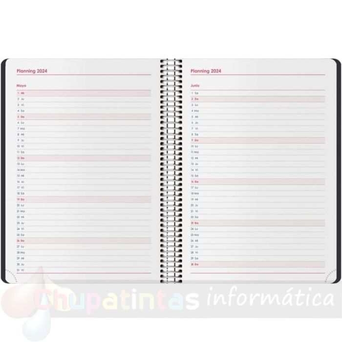Dohe Syncro Agenda Anual - Día Página - Cubierta de Plástico - Cierre con Goma Elástica - Tamaño 15x21cm - Negro-Planning