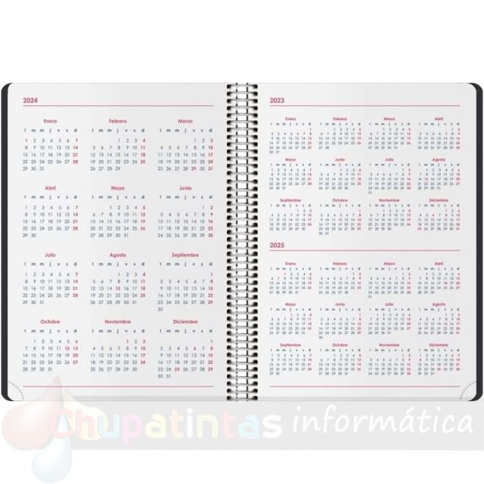 Dohe Syncro Agenda Anual - Día Página - Cubierta de Plástico - Cierre con Goma Elástica - Tamaño 15x21cm - Negro-Calendario