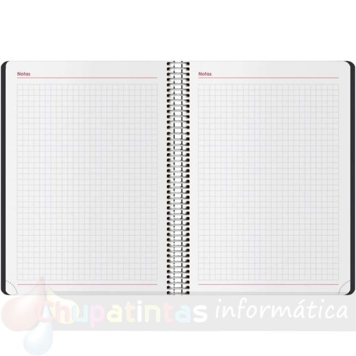 Dohe Syncro Agenda Anual - Día Página - Cubierta de Plástico - Cierre con Goma Elástica - Tamaño 15x21cm - Negro-Notas