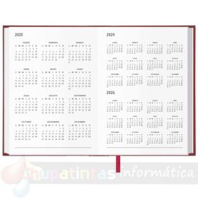 Dohe Sintex Agenda Anual - Día Página - Viernes, Sábado y Domingo misma Página - Tamaño 14x20cm - Color Burdeos - Calendario