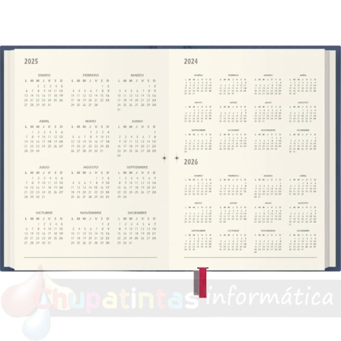 Dohe Lausana Agenda Anual - Dia Pagina - Cubierta en Polipiel -  Tamaño 14x20cm - Color Azul - Calendario