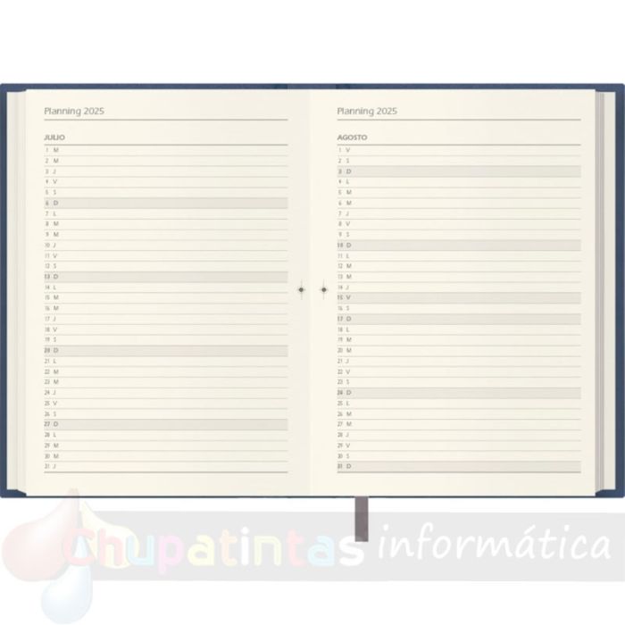 Dohe Lausana Agenda Anual - Dia Pagina - Cubierta en Polipiel -  Tamaño 14x20cm - Color Azul - Planning