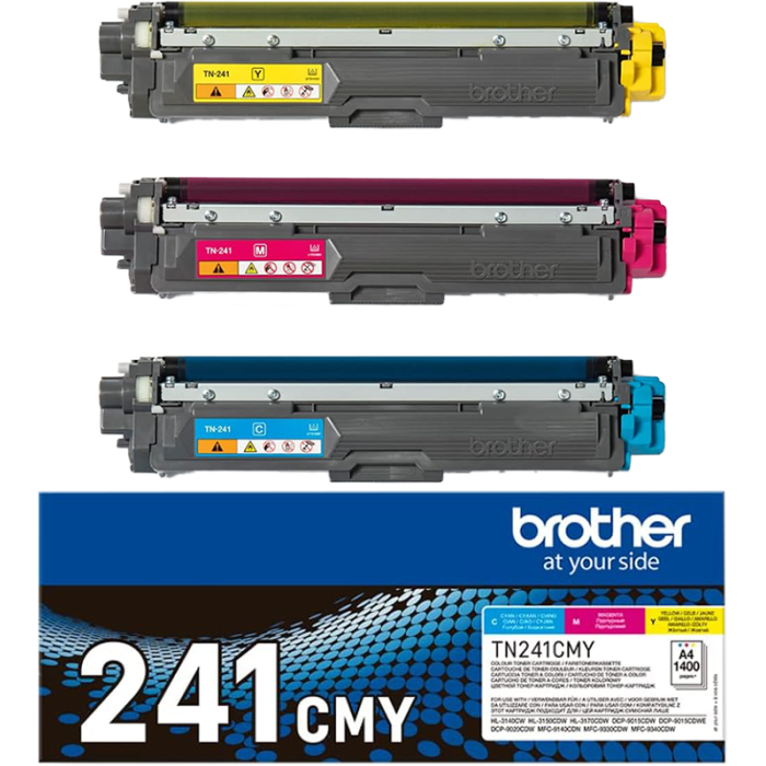 Brother TN241 Pack de 3 Cartuchos de Toner Originales - Cian, Magenta, Amarillo - TN241CMY-1