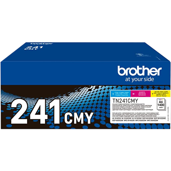 Brother TN241 Pack de 3 Cartuchos de Toner Originales - Cian, Magenta, Amarillo - TN241CMY-3