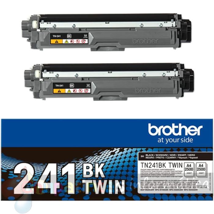 Brother TN241 Negro Pack de 2 Cartuchos de Tóner Originales - TN241BKTWIN