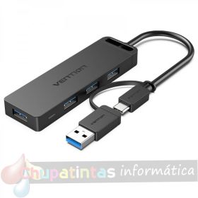 Vention HUB 5 en 1 USB 3.0 y USB-C a 4xUSB/USB-C PD - 0.15m-1
