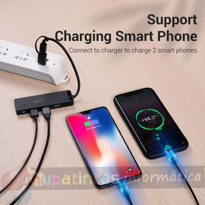 Vention HUB 5 en 1 USB 3.0 y USB-C a 4xUSB/USB-C PD - 0.15m-4