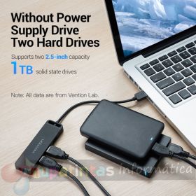 Vention HUB 4 en 1 USB 2.0 Macho a 4xUSB Hembra - 0.15m - Color Negro-3