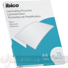 Ibico Caja de 100 Láminas de Plastificar Gloss A4 75 Micras - Acabado Cristalino de Alto Brillo-1