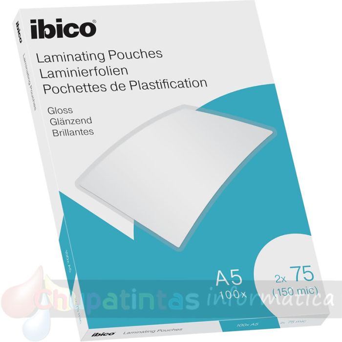 Ibico Caja de 100 Láminas de Plastificar Gloss A5 150 Micras - Acabado Brillante-1