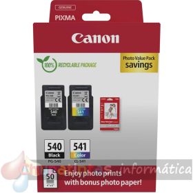 Canon PG-540/CL-541 Pack de 2 Cartuchos de Tinta Originales + 50 Hojas de Papel Fotográfico - 5225B013