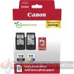 Canon PG-510/CL-511 Multipack de 2 Cartuchos de Tinta Originales + 50 Hojas de Papel Fotografico - 2970B017