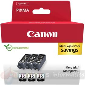 Canon PGI-35BK Multipack de 3 Cartuchos de Tinta Originales Negro - 1509B028
