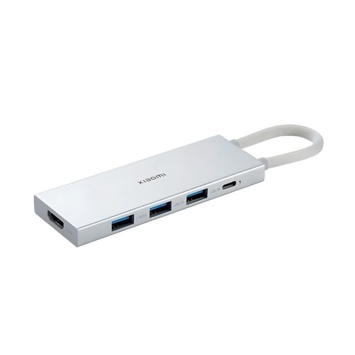 Xiaomi 5 en 1 Hub USB-C con 3x USB-A 3.0, 1x USB-C Carga Rapida hast 100W, 1x HDMI - Carcasa de Aluminio
