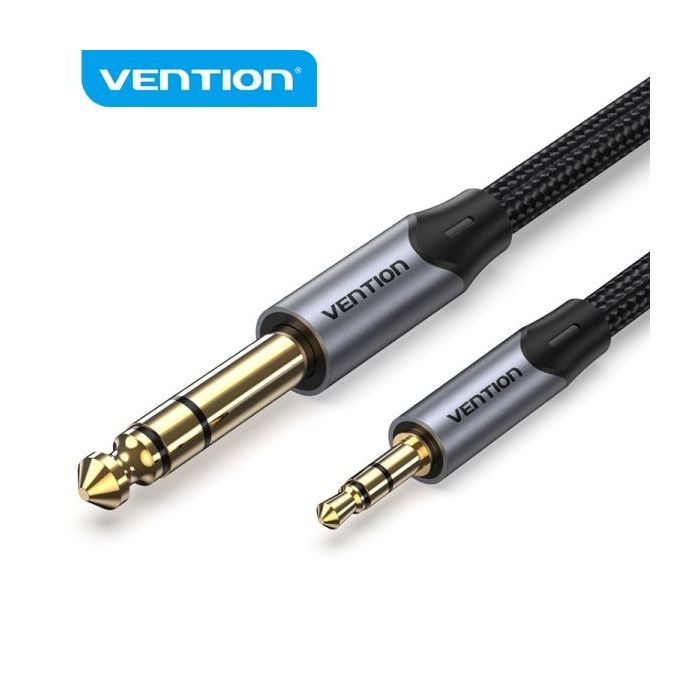 Vention Cable de Conexion Stereo - Jack 3.5mm a Jack 6.3mm - 5m - Contactos Dorados - Aislamiento PVC - Color Gris
