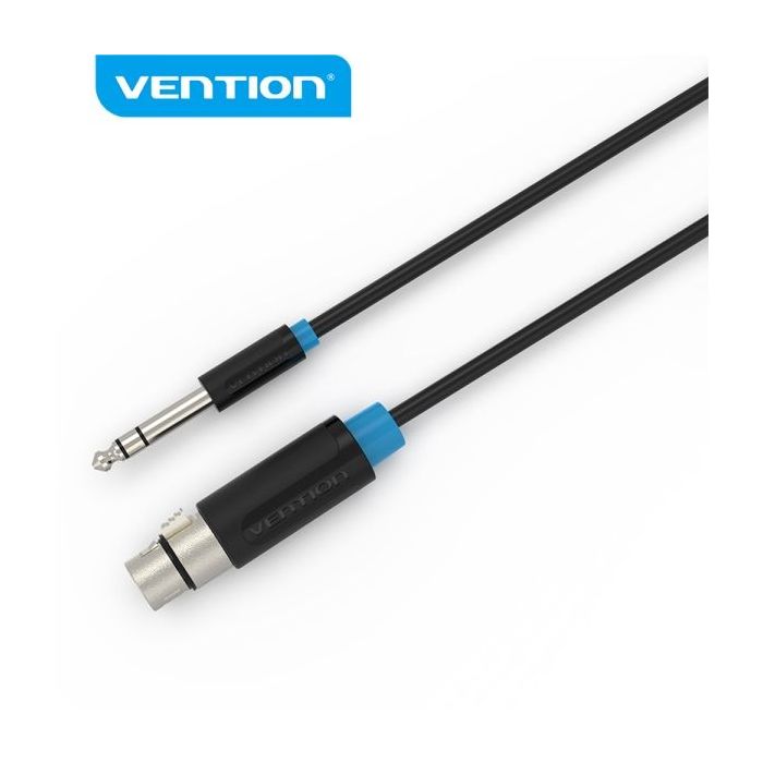 Vention Cable de Audio - Jack 6.5mm a XLR - Conector Estereo - Material PVC Resistente - Alta Calidad de Sonido - Color Negro