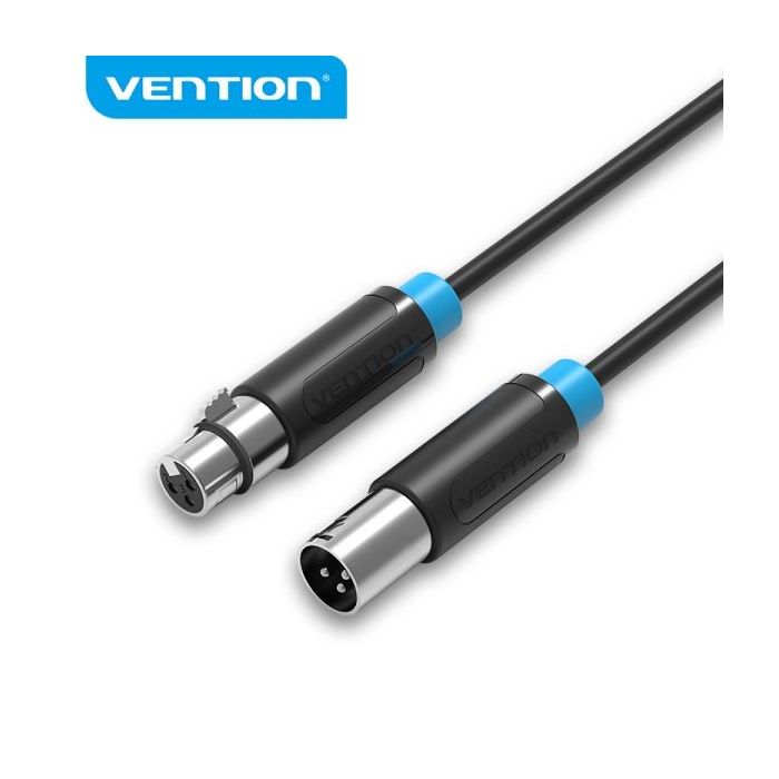 Vention Cable de Microfono XLR - Conectores Bañados en Oro - Conductor de Bronce Esmaltado - Color Negro