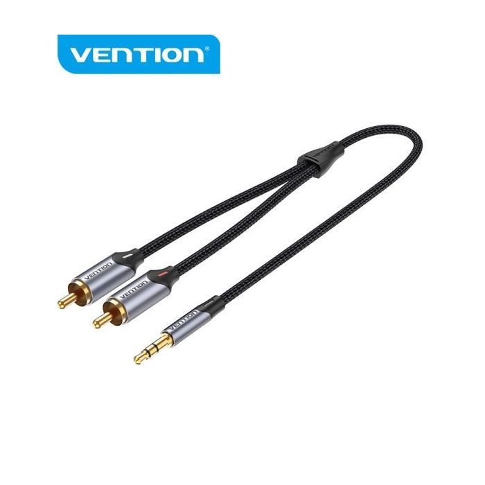 Vention Cable de Audio RCA - Sonido Hi-Fi - Cancelacion de Ruido - Conductor de Cobre 29AWG - Interfaz Bañada en Oro - Color Gris