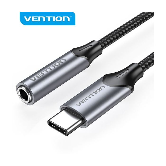 Vention USB-C a Jack 3.5mm DAC 5 - Sonido Alta Fidelidad - Chip Audio Profesional - Compatibilidad Universal - Color Gris