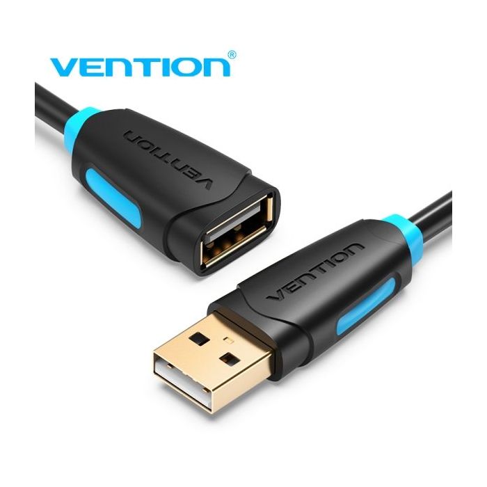 Vention Cable Extension USB 2.0 - Contactos Dorados - Transmision 0.48Gbps - Aislamiento PVC - Color Negro