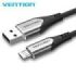Vention Cable Micro USB Reversible - Carga Rapida 3A - Transmision 480Mbps - Durabilidad Mejorada - Proteccion de Bateria - Color Gris