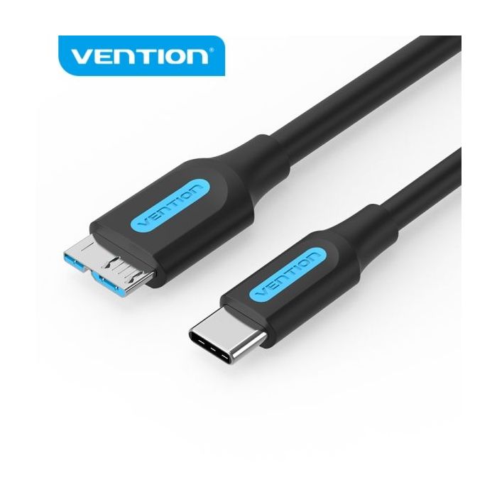 Vention Cable USB 3.0 C-Micro-B - Transmision 5Gbps - Conductor Cobre Estaño - Carcasa PVC - Color Negro