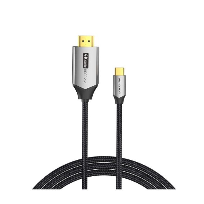 Vention Cable USB-C a HDMI 4K - Alta Resolucion 4K@60Hz - Plug - Play - Conectores Chapados en Oro - Color Negro
